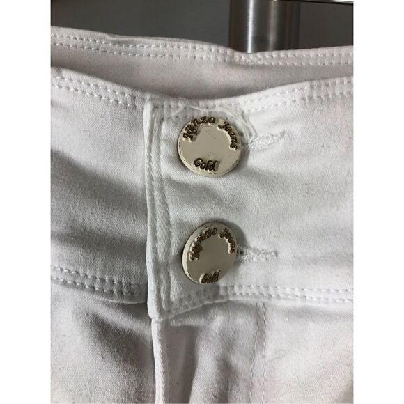 Kenzo Gold White Skinny High/Low Crop Ankle Denim Jeans Sz 12‎ - Picture 8 of 10